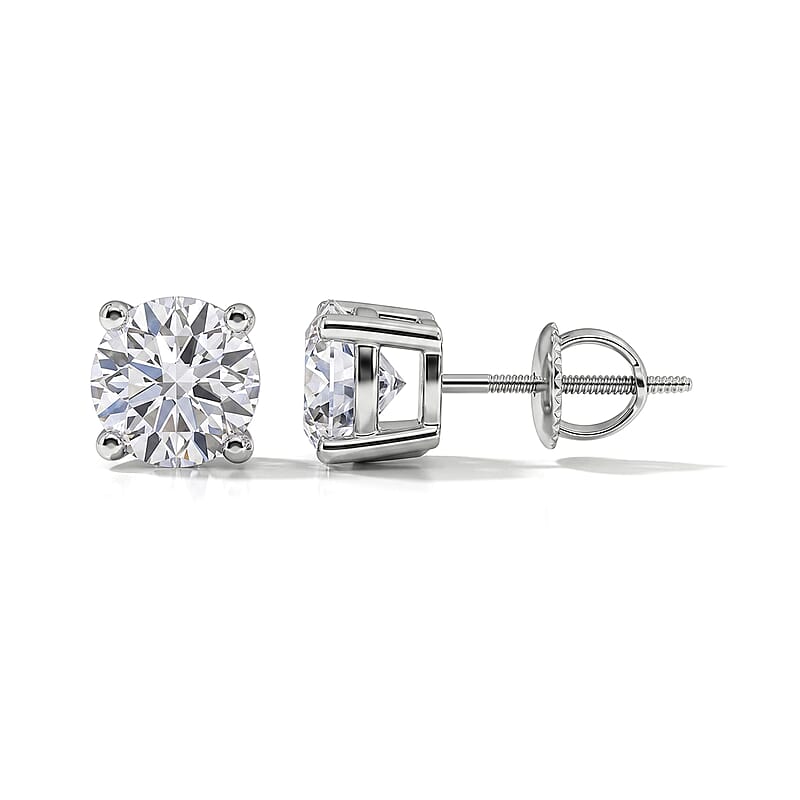 Luxuriant Lab Grown Diamond G-H Color SI Clarity 1.00 ctw Solitaire Stud Earrings in Platinum Over Sterling Silver