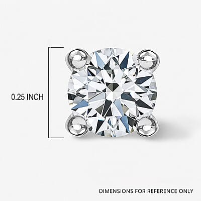 Luxuriant Lab Grown Diamond G-H Color SI Clarity 1.00 ctw Solitaire Stud Earrings in Platinum Over Sterling Silver