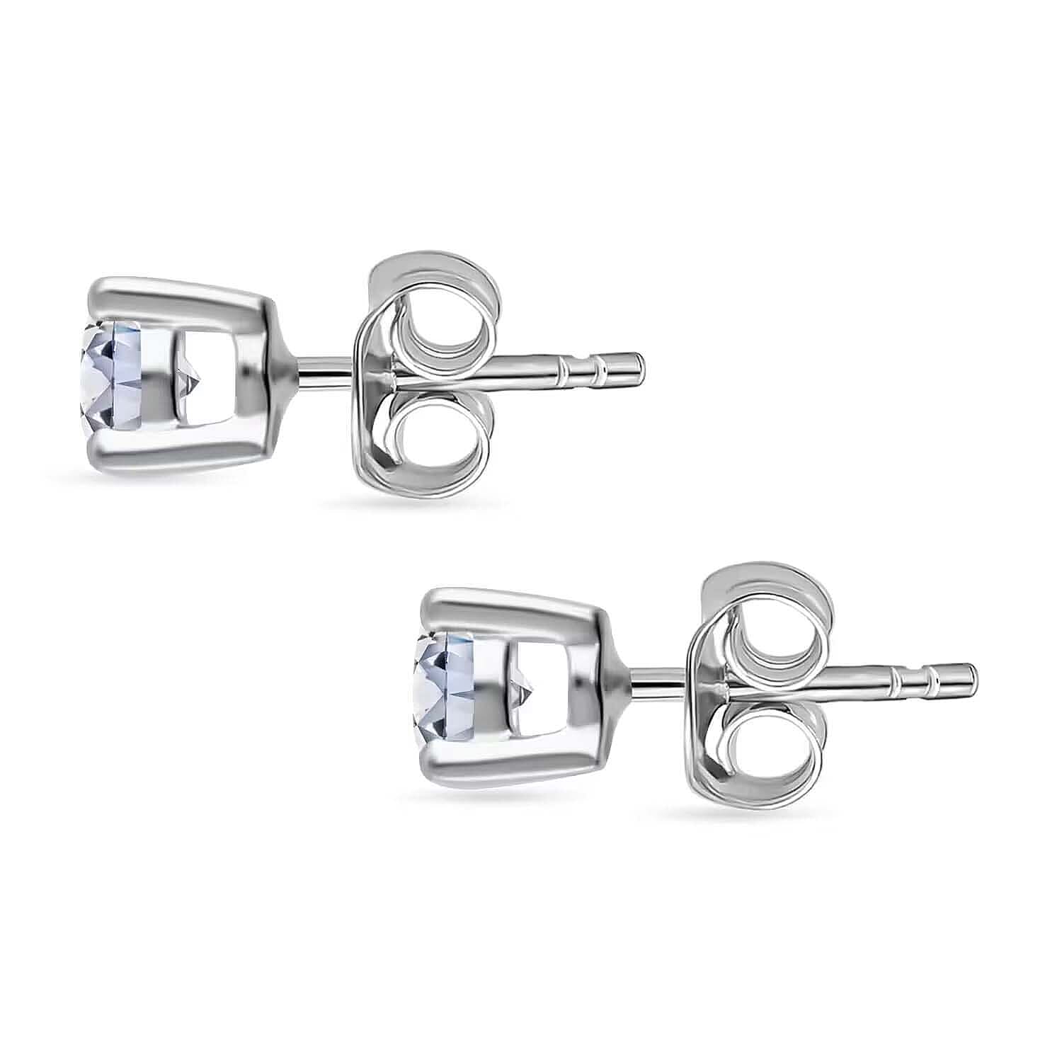 Luxuriant Lab Grown Diamond G-H Color SI Clarity 1.00 ctw Solitaire Stud Earrings in Platinum Over Sterling Silver (Del. In 10-12 Days)