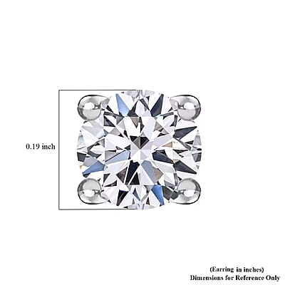 Luxuriant Lab Grown Diamond G-H Color SI Clarity 1.00 ctw Solitaire Stud Earrings in Platinum Over Sterling Silver