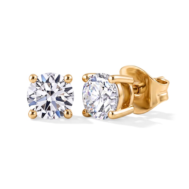 Luxuriant Lab Grown Diamond G-H Color SI Clarity 1.00 ctw Solitaire Stud Earrings in 18K Vermeil Yellow Gold Over Sterling Silver