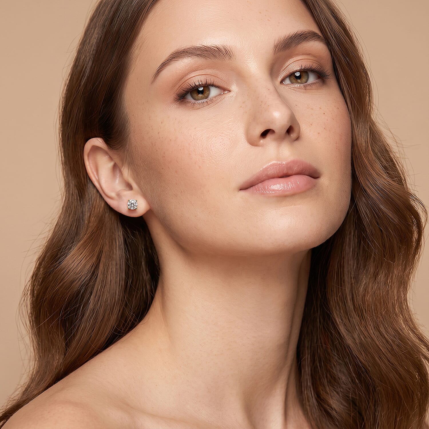 Luxuriant Lab Grown Diamond G-H Color SI Clarity 1.00 ctw Solitaire Stud Earrings in 18K Vermeil Yellow Gold Over Sterling Silver