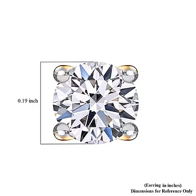 Luxuriant Lab Grown Diamond G-H Color SI Clarity 1.00 ctw Solitaire Stud Earrings in 18K Vermeil Yellow Gold Over Sterling Silver
