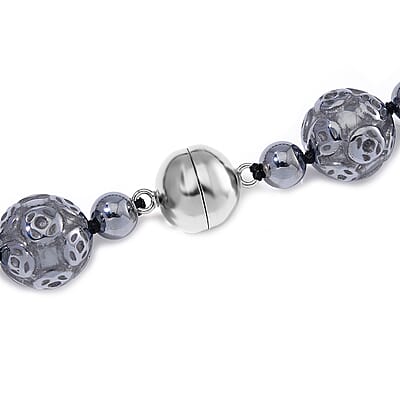 Terahertz 350.00 ctw Money Coin Carved Beaded Necklace in Rhodium Over Sterling Silver 20 Inches