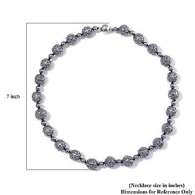 Terahertz 350.00 ctw Money Coin Carved Beaded Necklace in Rhodium Over Sterling Silver 20 Inches