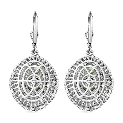 D'Joy Tsavorite Garnet and White Zircon 5.65 ctw Bunch of Flower Earrings in Rhodium Over Sterling Silver