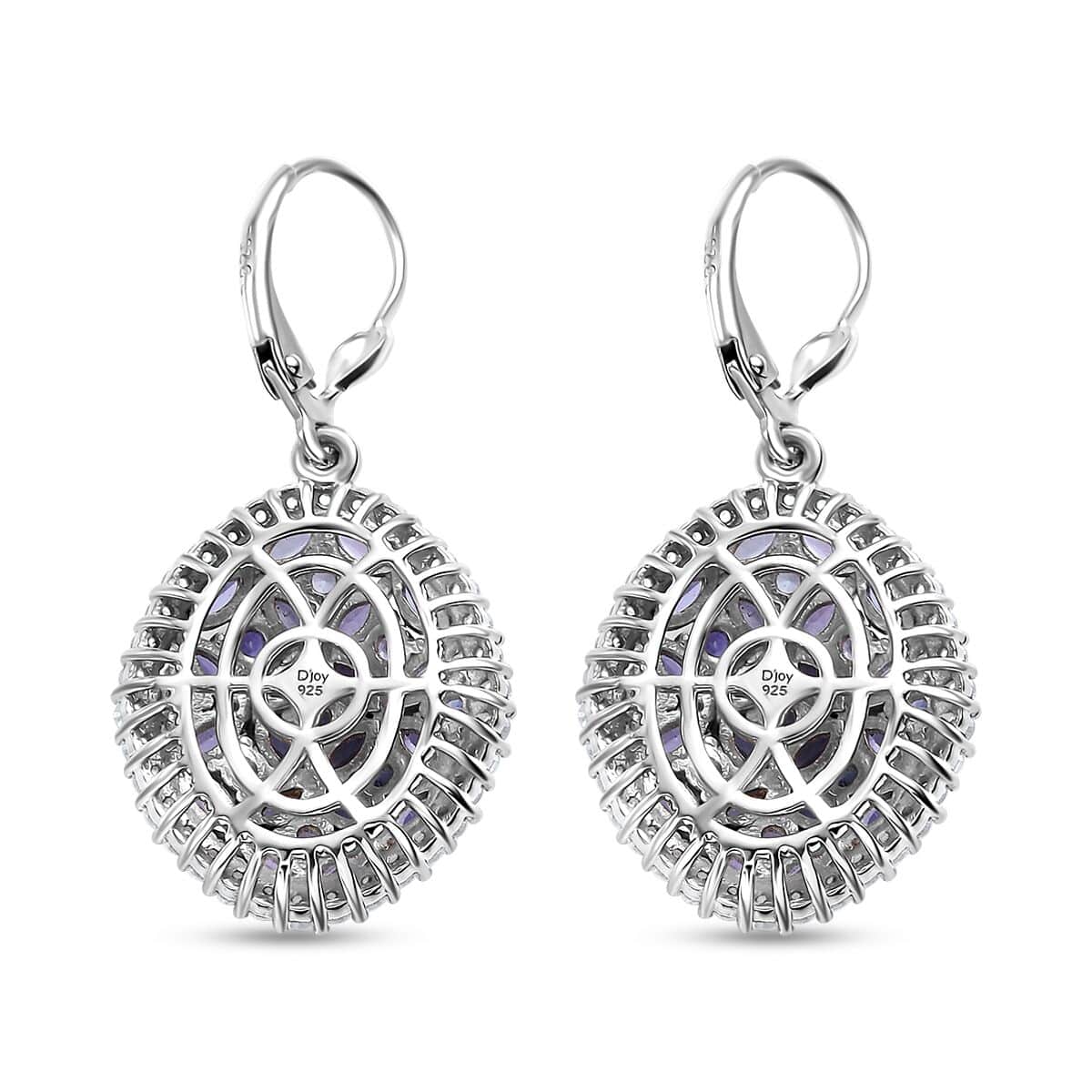 Doorbuster Tanzanite and White Zircon 6.00 ctw Bunch of Flower Earrings in Rhodium Over Sterling Silver image number 3