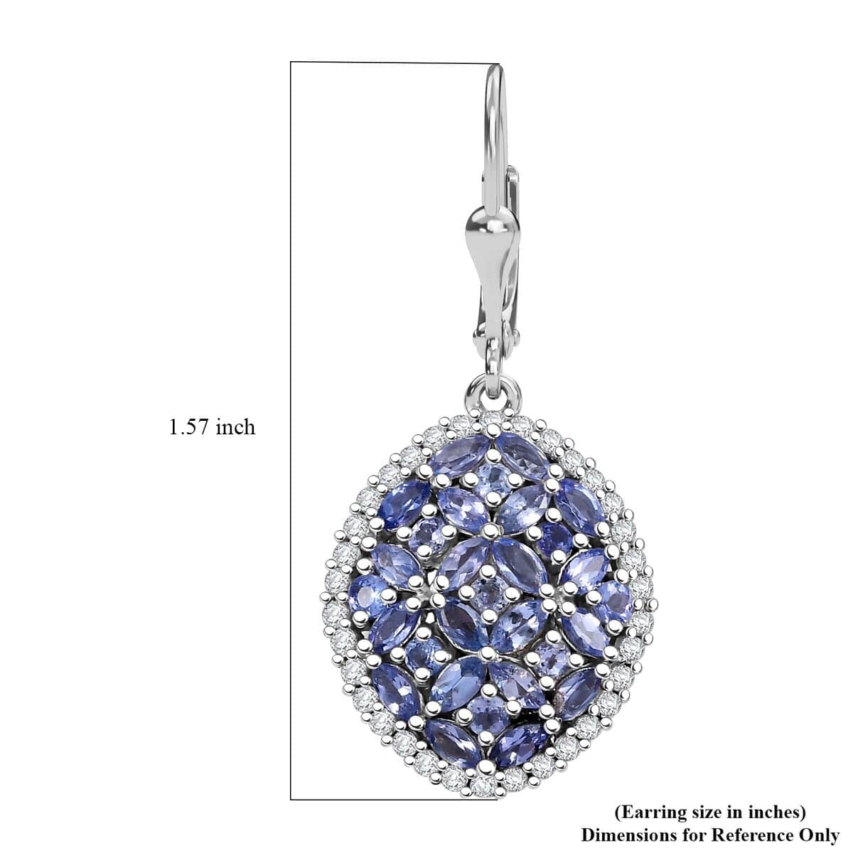 Doorbuster Tanzanite and White Zircon 6.00 ctw Bunch of Flower Earrings in Rhodium Over Sterling Silver image number 4