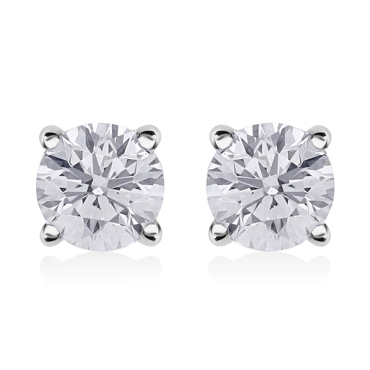 Luxuriant Lab Grown Diamond G-H SI 0.50 ctw Solitaire Stud Earrings in Platinum Over Sterling Silver image number 0