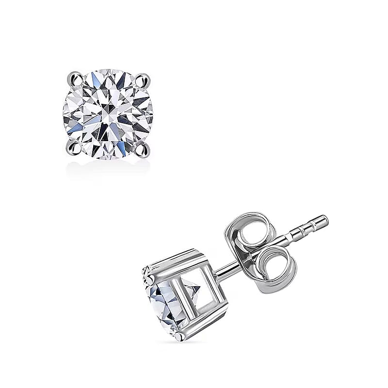 Luxuriant Lab Grown Diamond G-H SI 0.50 ctw Solitaire Stud Earrings in Rhodium Over Sterling Silver