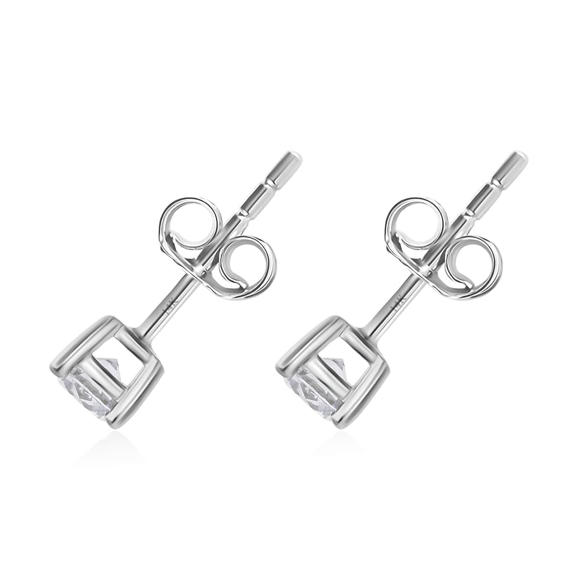 Luxuriant Lab Grown Diamond G-H SI 0.50 ctw Solitaire Stud Earrings in Platinum Over Sterling Silver image number 5