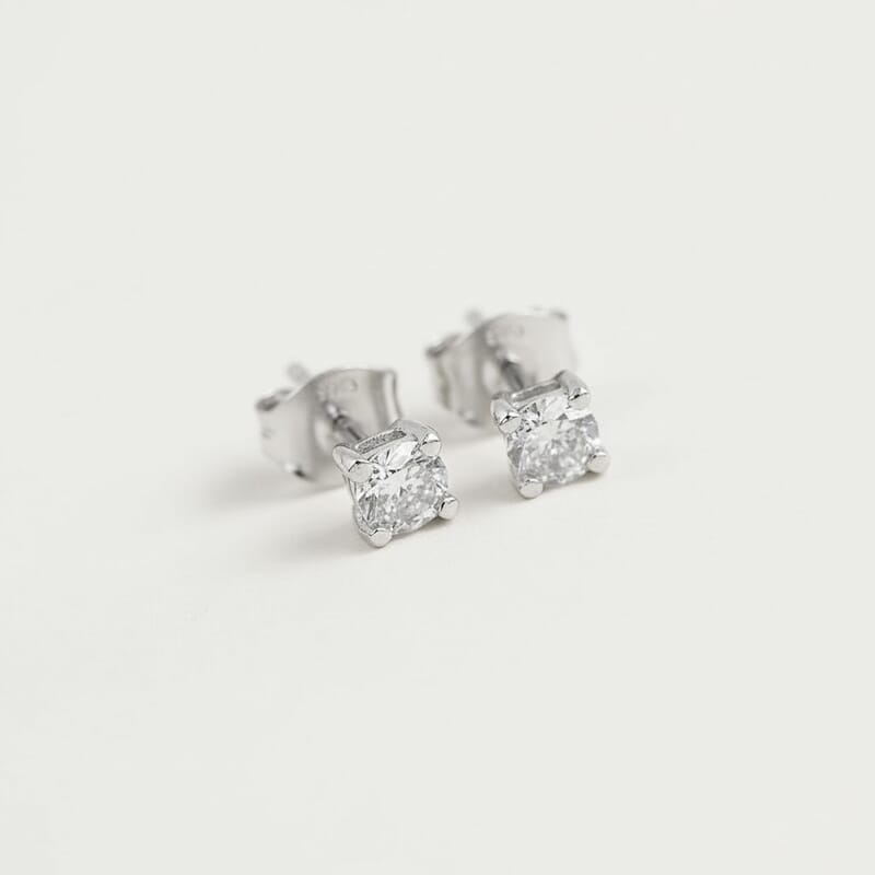 Doorbuster Luxuriant Lab Grown Diamond G-H SI 0.50 ctw Solitaire Stud Earrings in Rhodium Over Sterling Silver