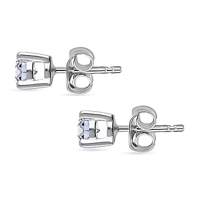 Luxuriant Lab Grown Diamond G-H SI 0.50 ctw Solitaire Stud Earrings in Rhodium Over Sterling Silver