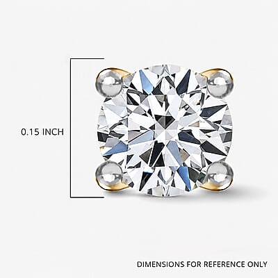 Luxuriant Lab Grown Diamond G-H Color SI Clarity 0.50 ctw Solitaire Stud Earrings in 18K Vermeil Yellow Gold Over Sterling Silver