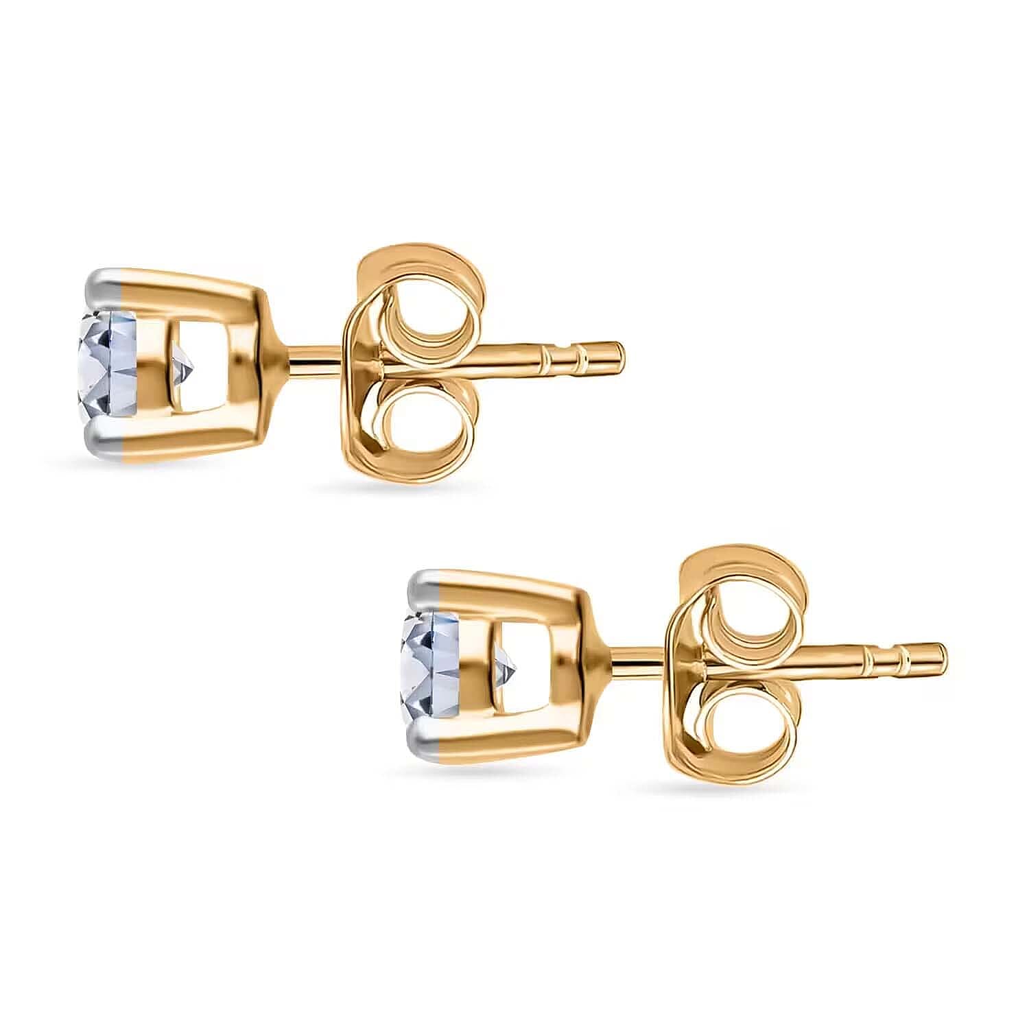 Luxuriant Lab Grown Diamond G-H Color SI Clarity 0.50 ctw Solitaire Stud Earrings in 18K Vermeil Yellow Gold Over Sterling Silver