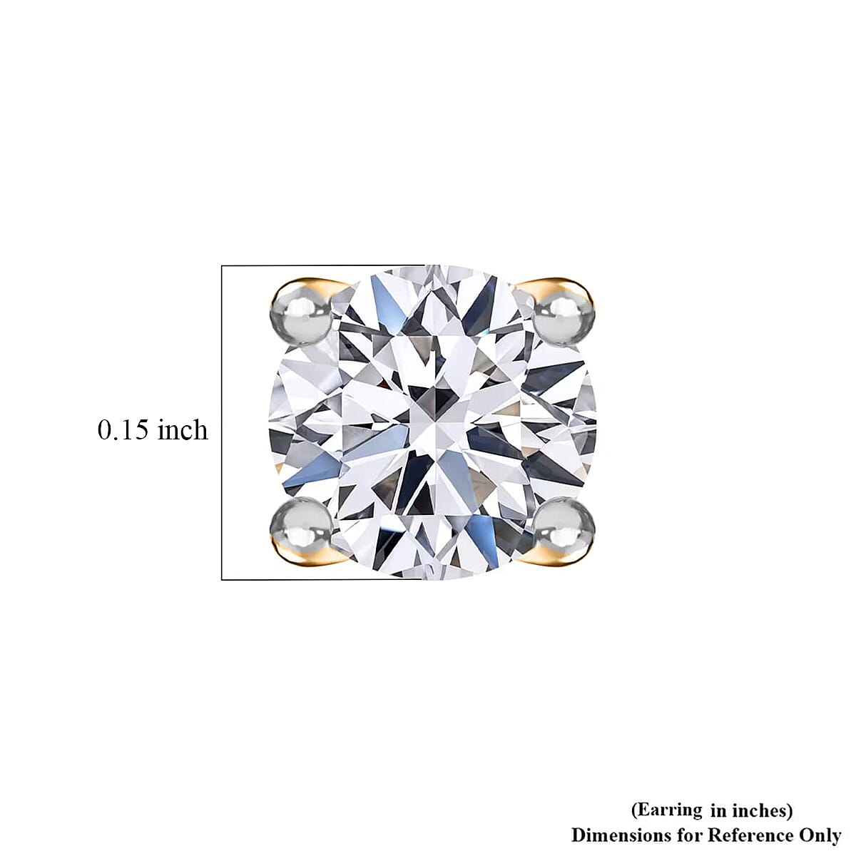 Luxuriant Lab Grown Diamond G-H Color SI Clarity 0.50 ctw Solitaire Stud Earrings in 18K Vermeil Yellow Gold Over Sterling Silver