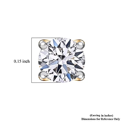 Luxuriant Lab Grown Diamond G-H Color SI Clarity 0.50 ctw Solitaire Stud Earrings in 18K Vermeil Yellow Gold Over Sterling Silver