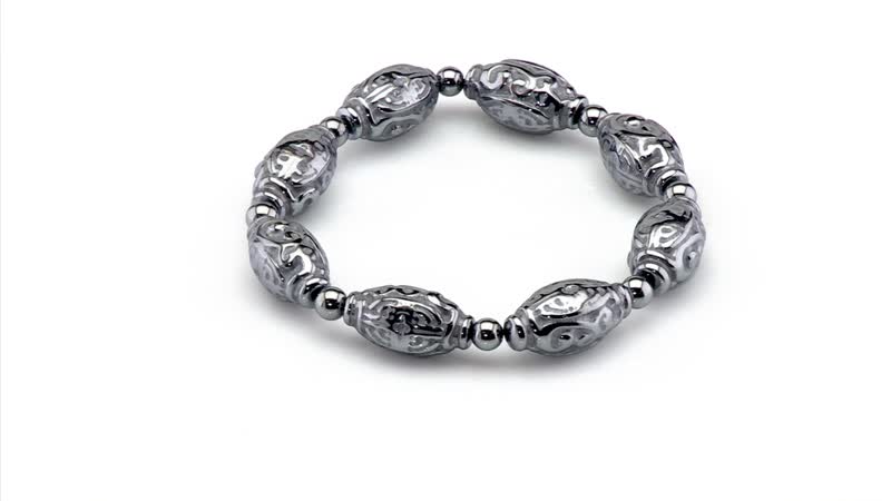 Terahertz Carved 145.00 ctw Beaded Stretch Bracelet