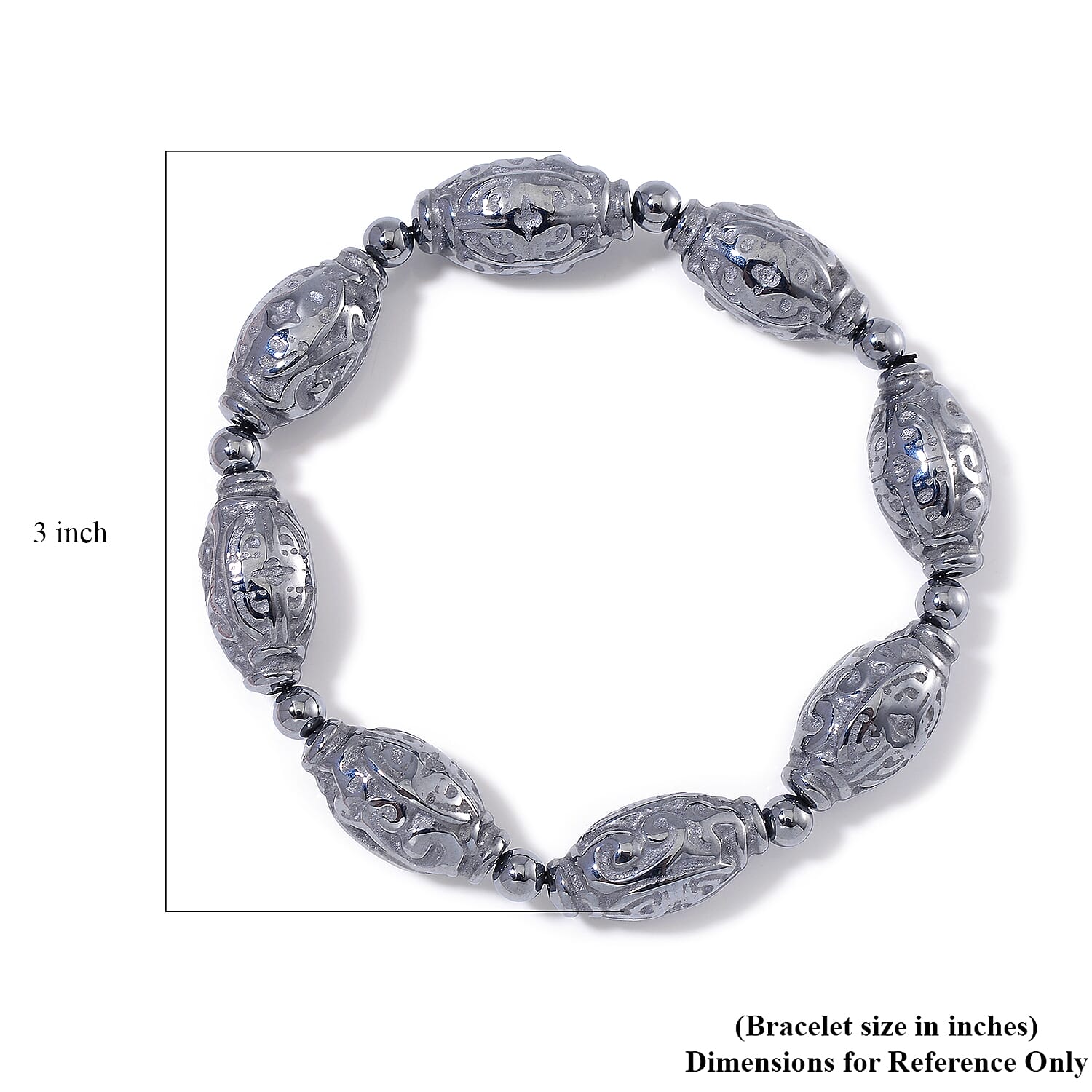Terahertz Carved 145.00 ctw Beaded Stretch Bracelet