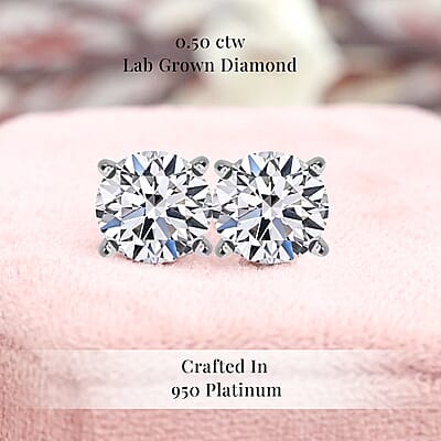 Luxuriant Lab Grown Diamond G VS 0.50 ctw Stud Earrings in 950 Platinum