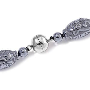 Terahertz Carved Beaded 350.00 ctw Necklace in Rhodium Over Sterling Silver 20 Inches