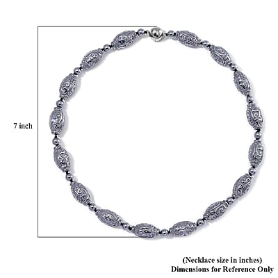 Terahertz Carved Beaded 350.00 ctw Necklace in Rhodium Over Sterling Silver 20 Inches