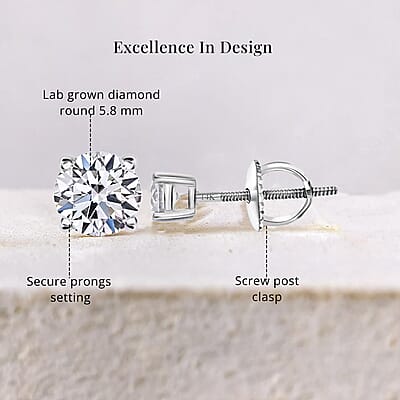Luxuriant Lab Grown Diamond G VS 1.50 ctw Earrings in 14K White Gold