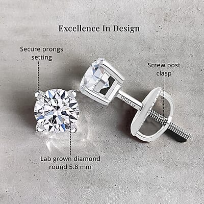 Luxuriant Lab Grown Diamond G VS 1.50 ctw Stud Earrings in 950 Platinum
