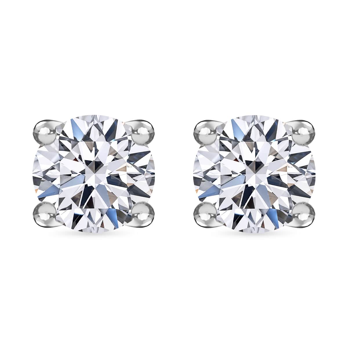 Luxuriant Lab Grown Diamond G-H SI 1.50 ctw Solitaire Stud Earrings in Platinum Over Sterling Silver (Del. in 12-15 Days) image number 0