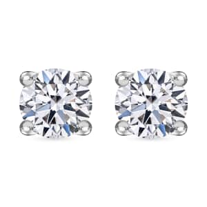 Luxuriant Lab Grown Diamond G-H SI 1.50 ctw Solitaire Stud Earrings in Platinum Over Sterling Silver (Del. in 12-15 Days)