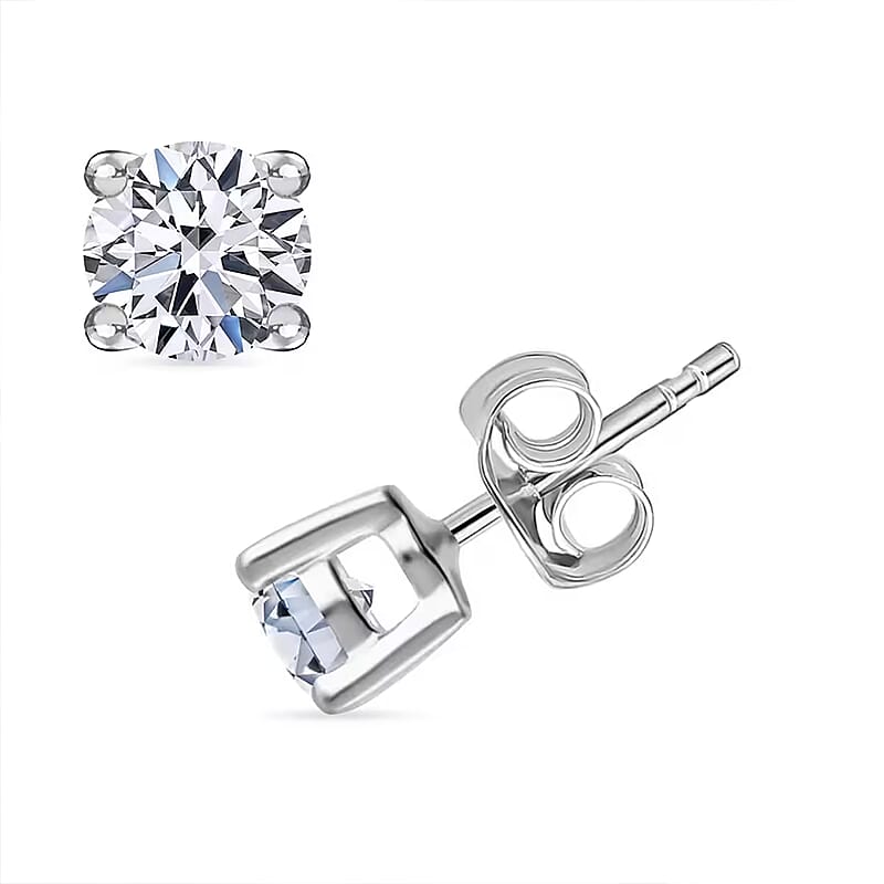 Luxuriant Lab Grown Diamond G-H SI 1.50 ctw Solitaire Stud Earrings in Platinum Over Sterling Silver