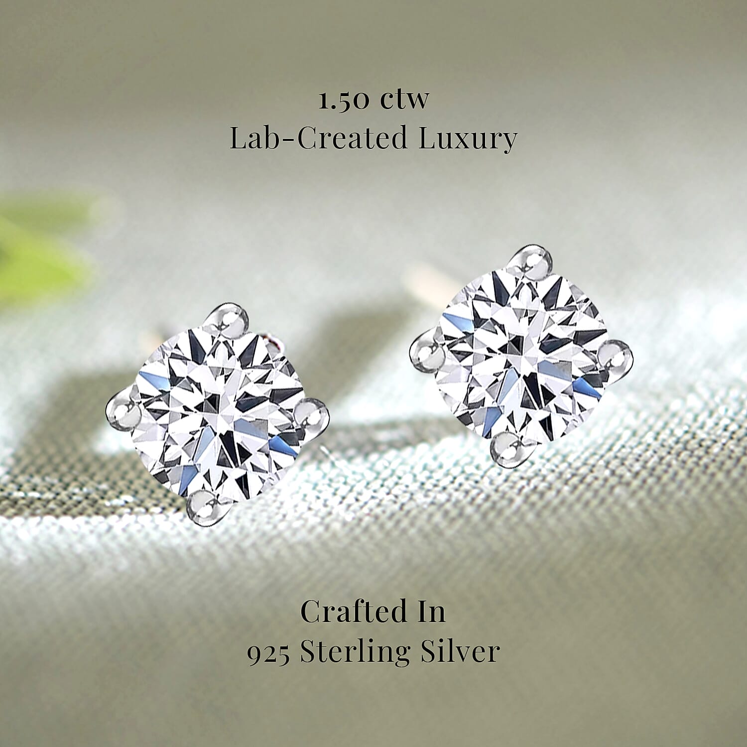 Luxuriant Lab Grown Diamond G-H SI 1.50 ctw Solitaire Stud Earrings in Platinum Over Sterling Silver