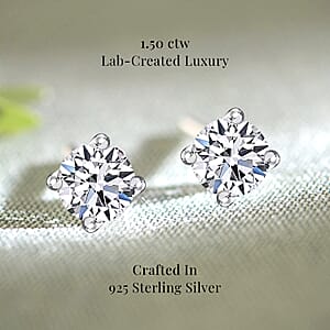 Luxuriant Lab Grown Diamond G-H SI 1.50 ctw Solitaire Stud Earrings in Platinum Over Sterling Silver