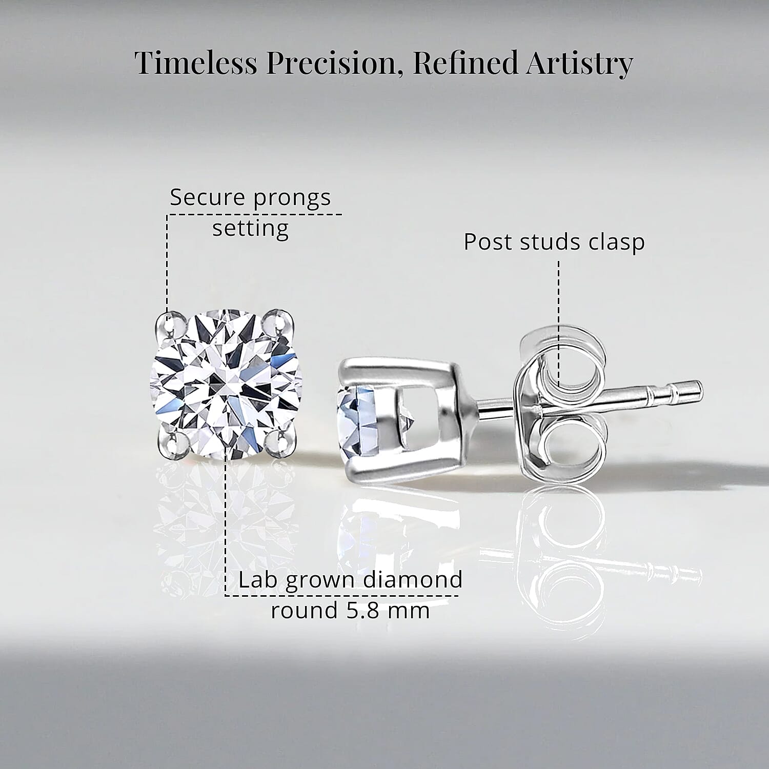 Luxuriant Lab Grown Diamond G-H SI 1.50 ctw Solitaire Stud Earrings in Platinum Over Sterling Silver
