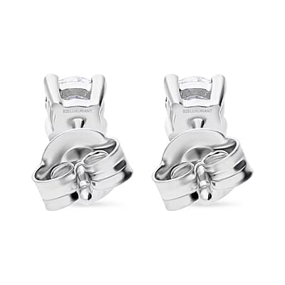 Luxuriant Lab Grown Diamond G-H SI 1.50 ctw Solitaire Stud Earrings in Platinum Over Sterling Silver
