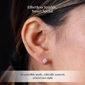 Luxuriant Lab Grown Diamond G-H SI 1.50 ctw Solitaire Stud Earrings in Vermeil Yellow Gold Over Sterling Silver