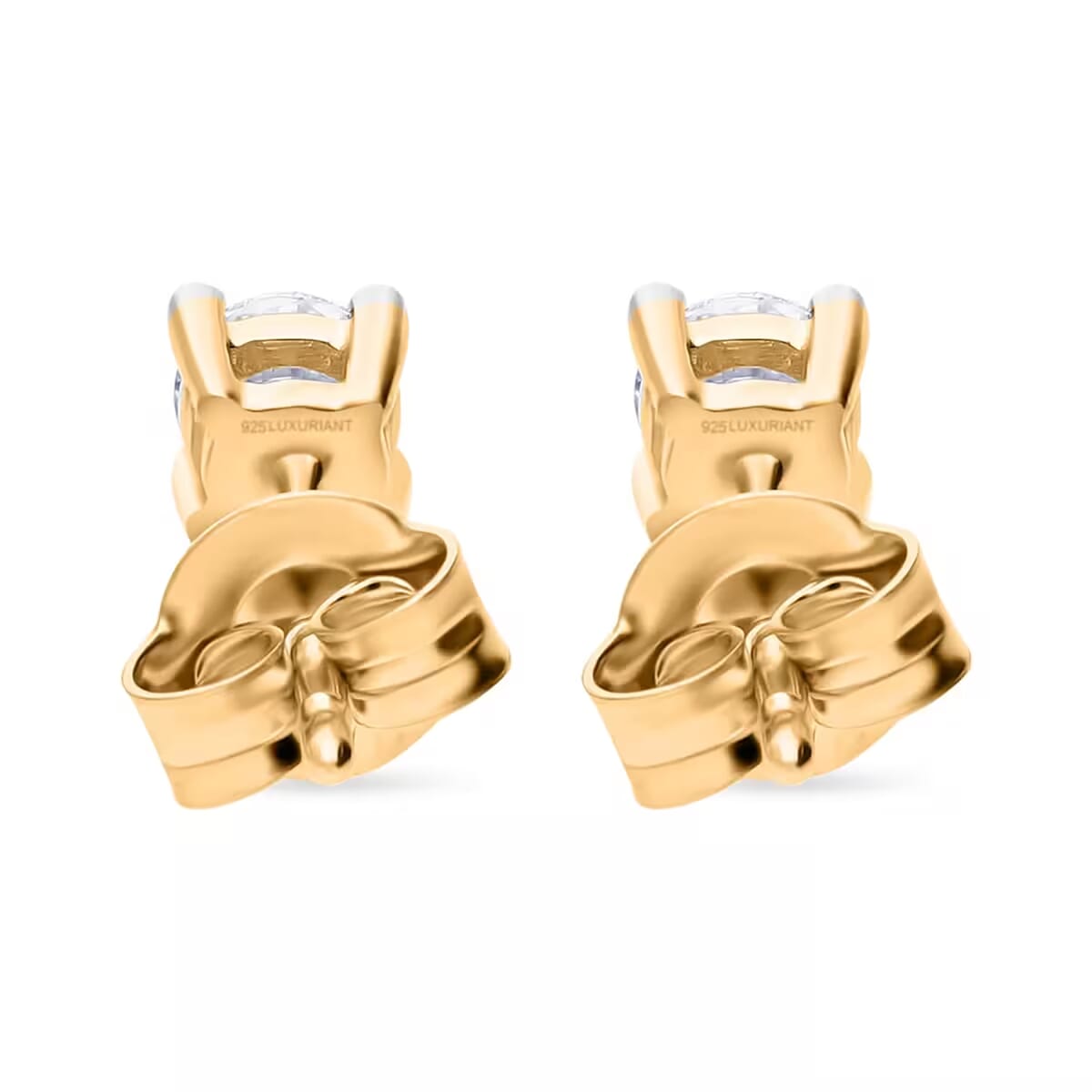 Luxuriant Lab Grown Diamond G-H SI 1.50 ctw Solitaire Stud Earrings in Vermeil Yellow Gold Over Sterling Silver image number 8