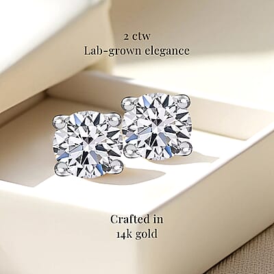 Luxuriant Lab Grown Diamond G VS 2.00 ctw Stud Earrings in 14K White Gold