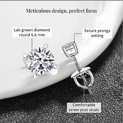 Luxuriant Lab Grown Diamond G VS 2.00 ctw Stud Earrings in 14K White Gold