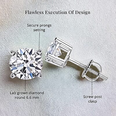 Luxuriant Lab Grown Diamond G VS 2.00 ctw Stud Earrings in 950 Platinum