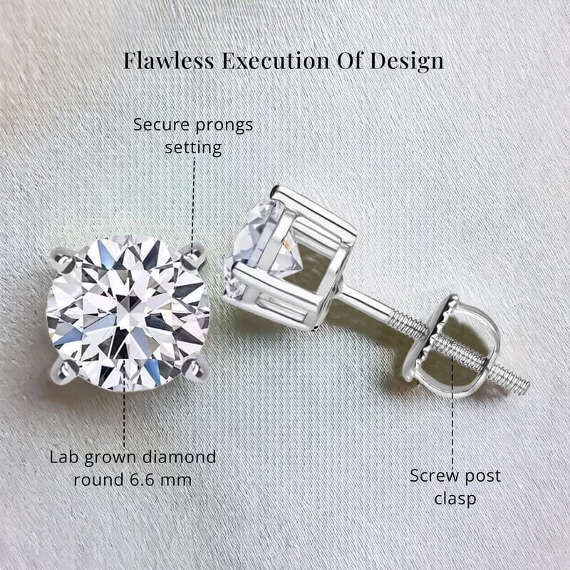 Luxuriant Lab Grown Diamond G VS 2.00 ctw Stud Earrings in 950 Platinum