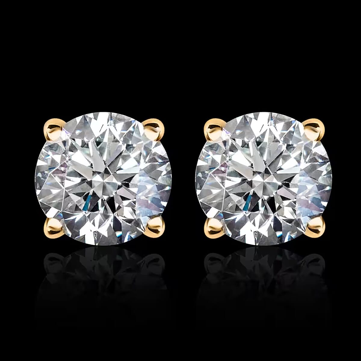 Luxuriant Lab Grown Diamond G VS 2.00 ctw Stud Earrings in 14K Yellow Gold image number 7