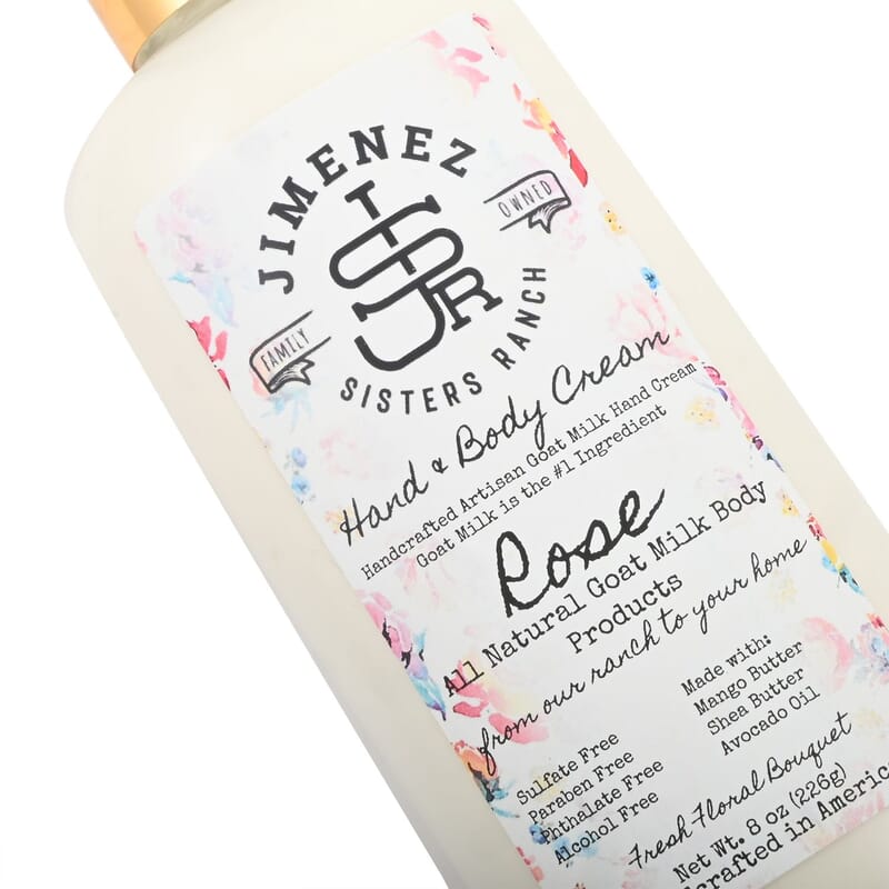 Jimenez Sisters Ranch Rose Goat Milk Hand & Body Cream (8oz Pump Bottle)
