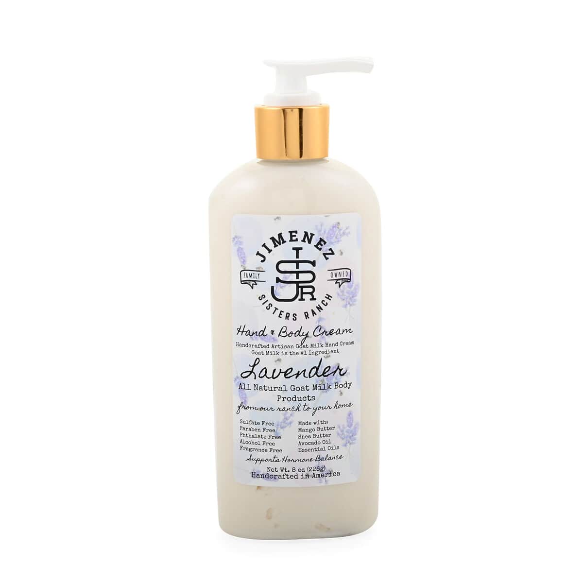 Jimenez Sisters Ranch Lavender Goat Milk Hand & Body Cream (8oz Pump Bottle) image number 0