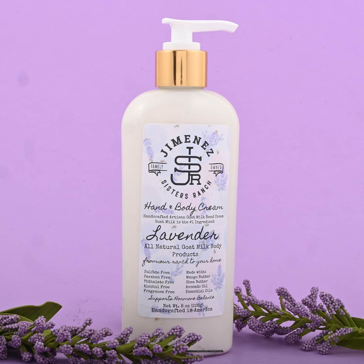 Jimenez Sisters Ranch Lavender Goat Milk Hand & Body Cream (8oz Pump Bottle) image number 1