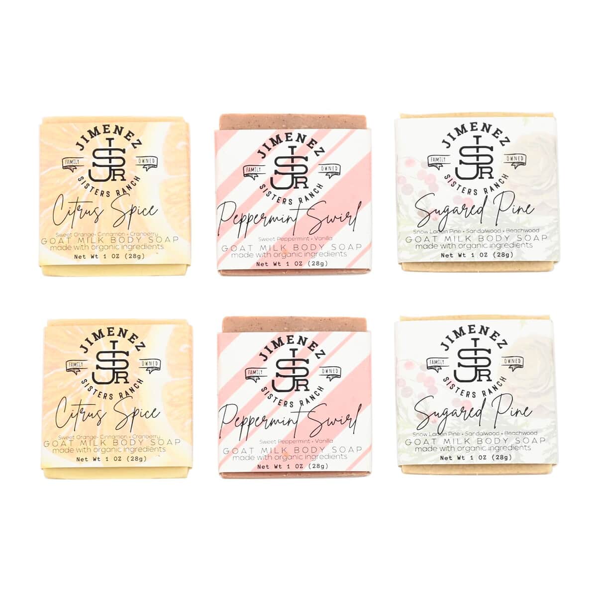 Jimenez Sisters Ranch Goat Milk Bar Soap Sampler-Traditional Holiday (1oz x6) image number 0