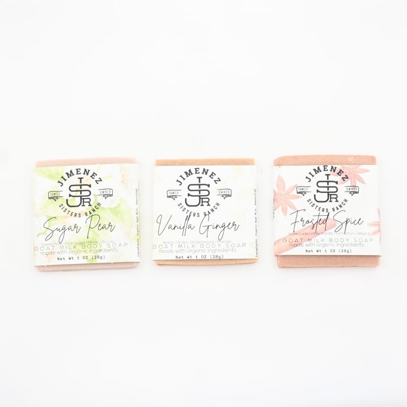 Jimenez Sisters Ranch Goat Milk Sliced Soap Sampler-Holiday Fun (1oz x3)