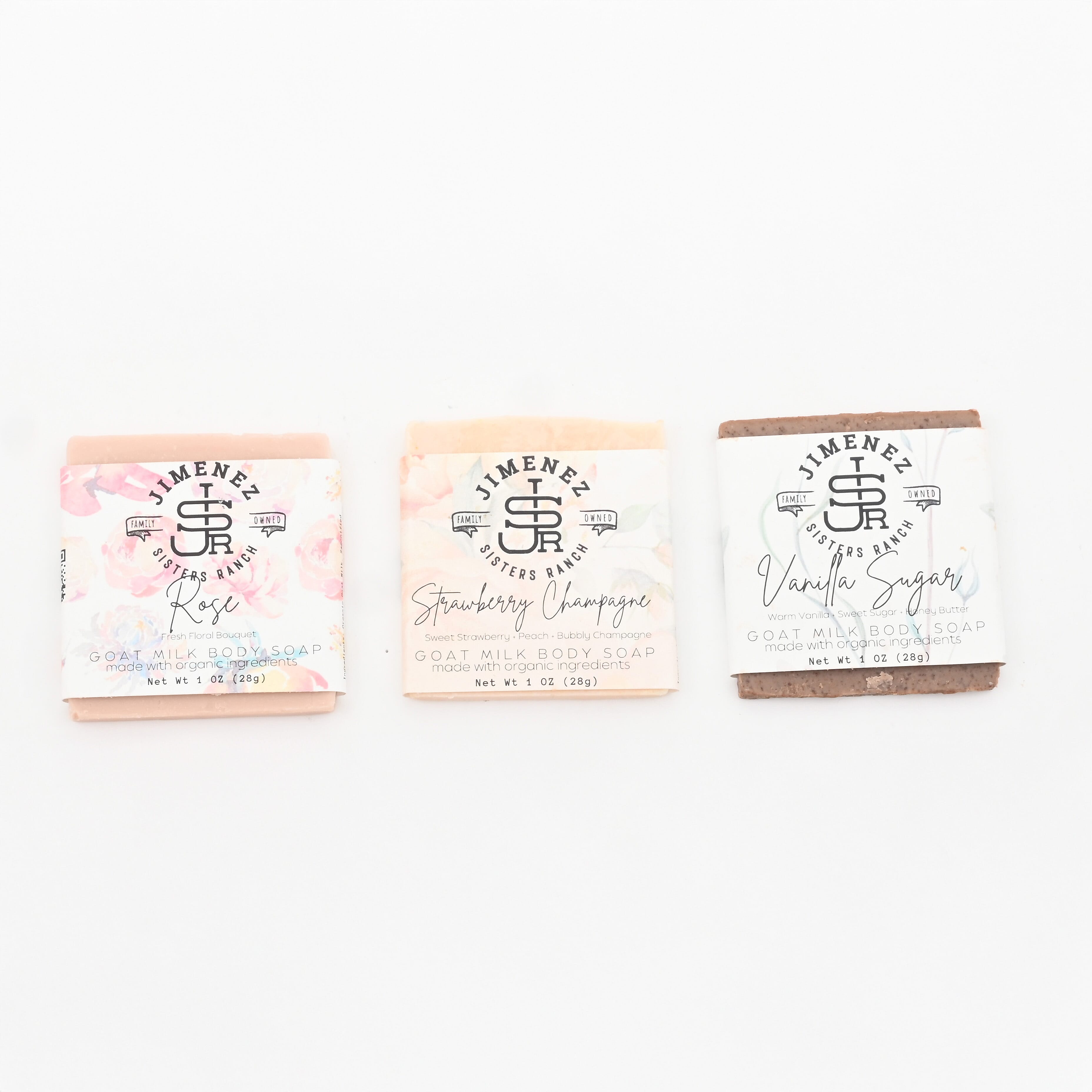 Jimenez Sisters Ranch Goat Milk Sliced Soap Sampler- Sweetheart Collection (1oz x3)