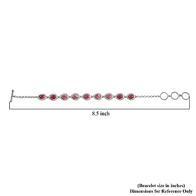 Karis Norwegian Thulite 9.10 ctw Toggle Clasp Bracelet in Platinum Bond (7.25 In)