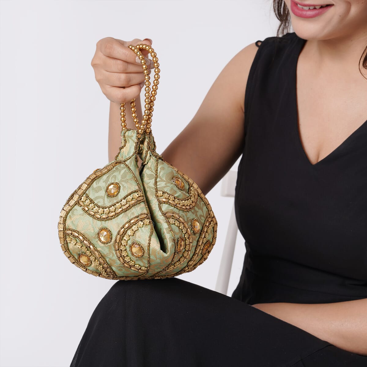 Set of 2 Sea Green Potli Bag image number 2